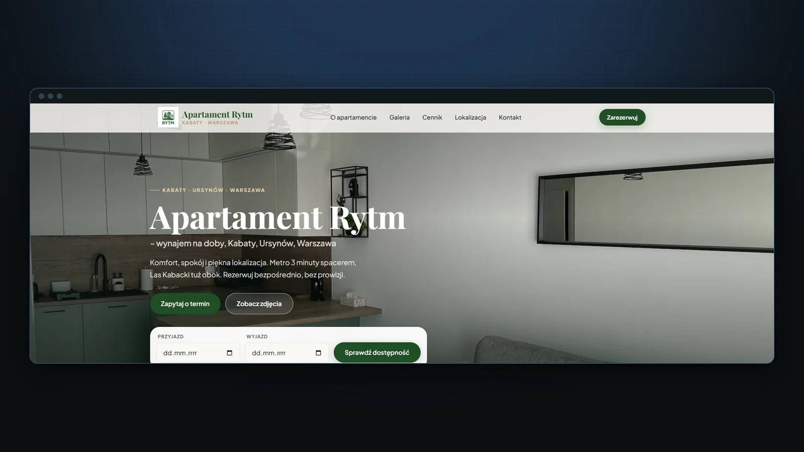 Zrzut ekranu projektu Apartament Rytm Kabaty